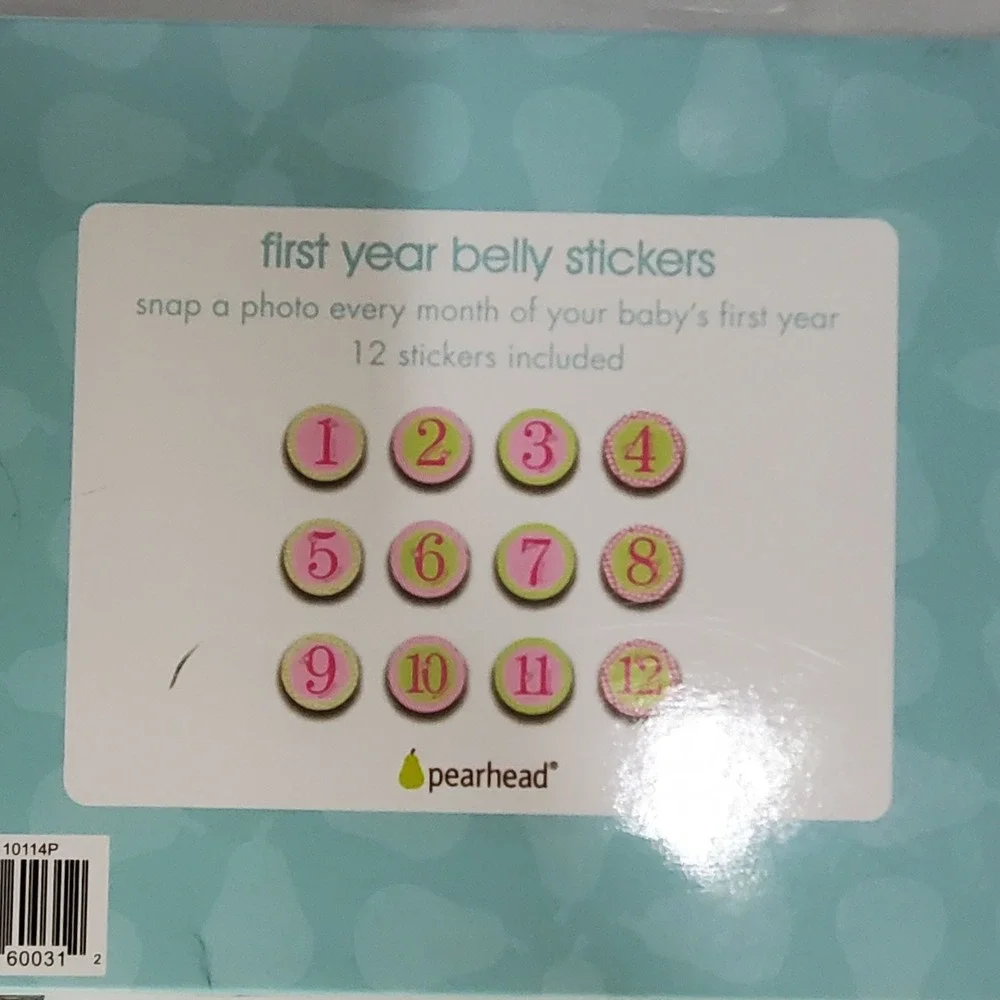 Pearhead My First Year Baby Photo Frame & Belly Stickers Pink Crown‎ Gift
